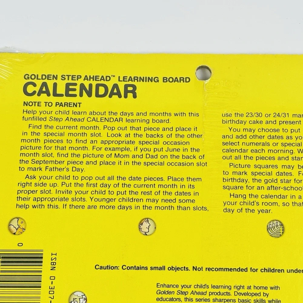 1985 Golden Step Ahead School Classroom Calendar Learning Board Retro 80's NEW